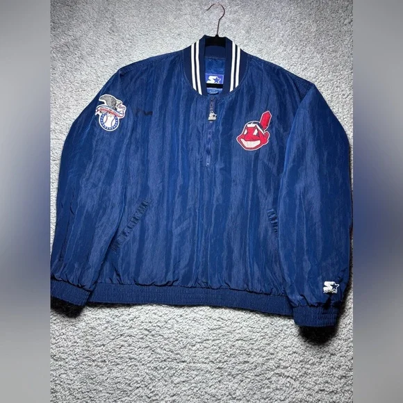 Vintage Starter Jacket Mens Extra Large Cleveland Indians Chief Wahoo 1990s CLE - Picture 3 of 8